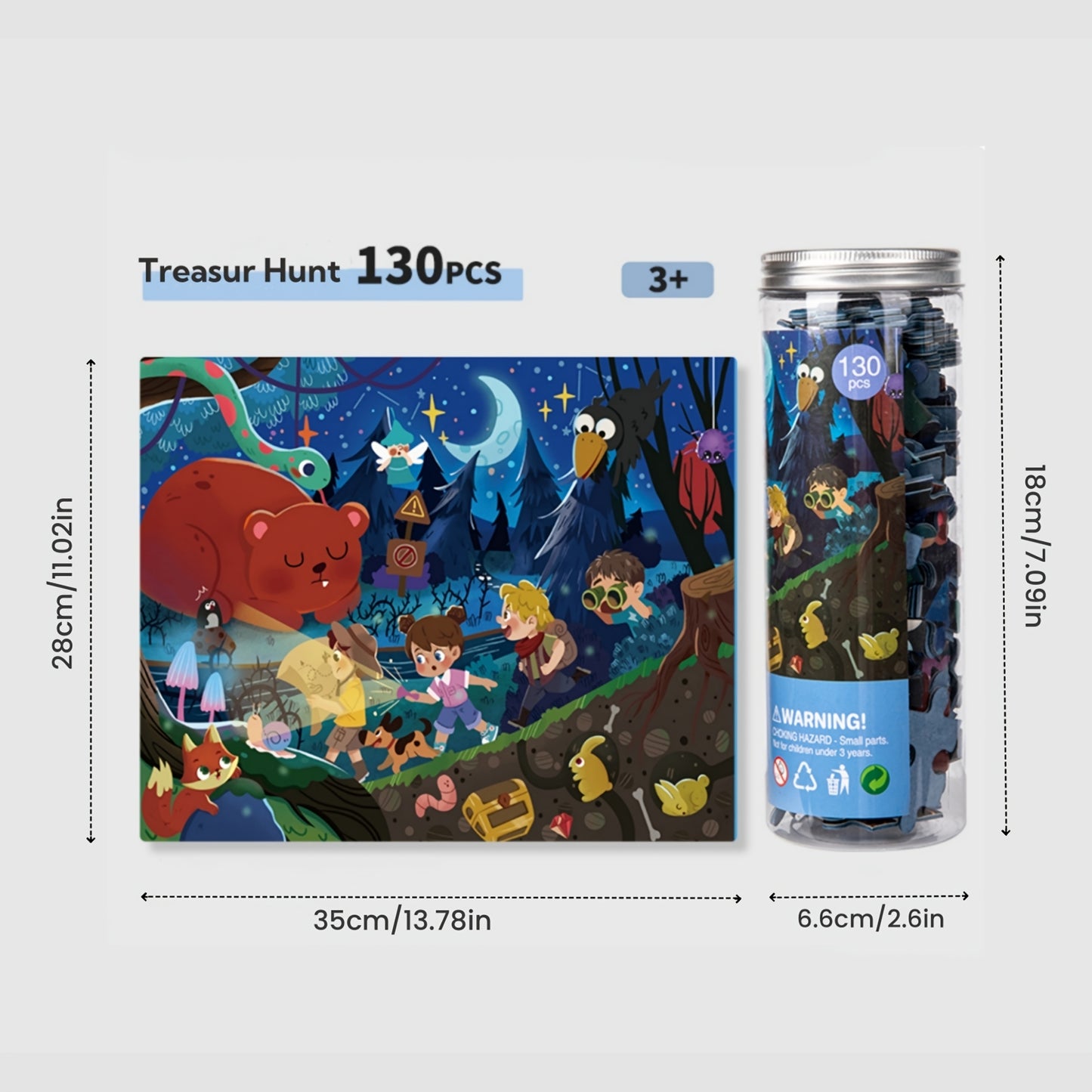 Puzzle in a Tin – Educational Sturdy Jigsaw Puzzle for Kids (90, 130 & 210 Pieces)