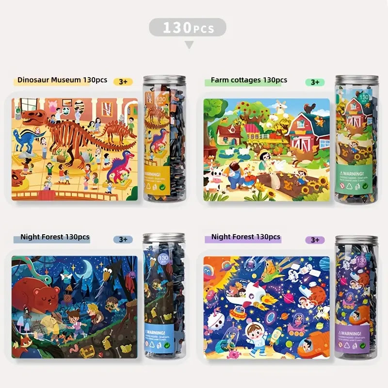Puzzle in a Tin – Educational Sturdy Jigsaw Puzzle for Kids (90, 130 & 210 Pieces)