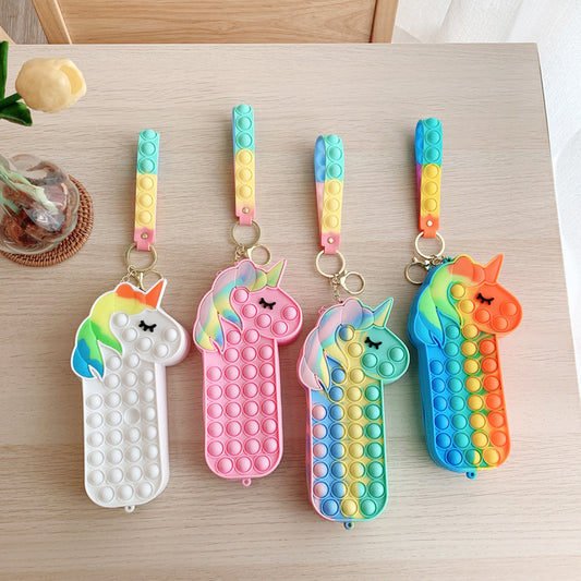 Unicorn Pop-It Pencil Case – With Wrist Strap (Assorted Colors)