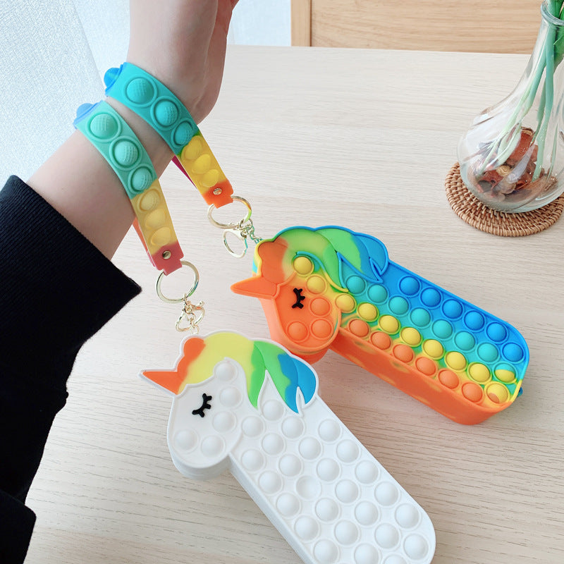 Unicorn Pop-It Pencil Case – With Wrist Strap (Assorted Colors)