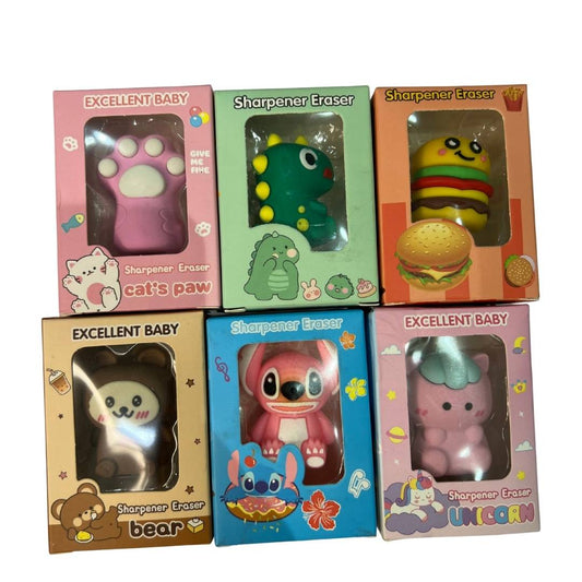 Eraser & Sharpener 2-in-1 - Various Designs