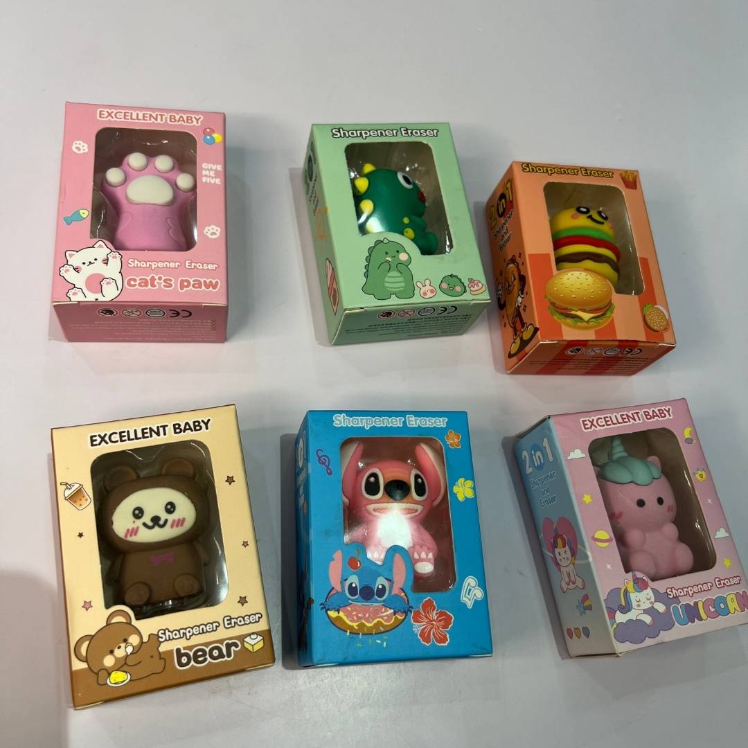 Eraser & Sharpener 2-in-1 - Various Designs