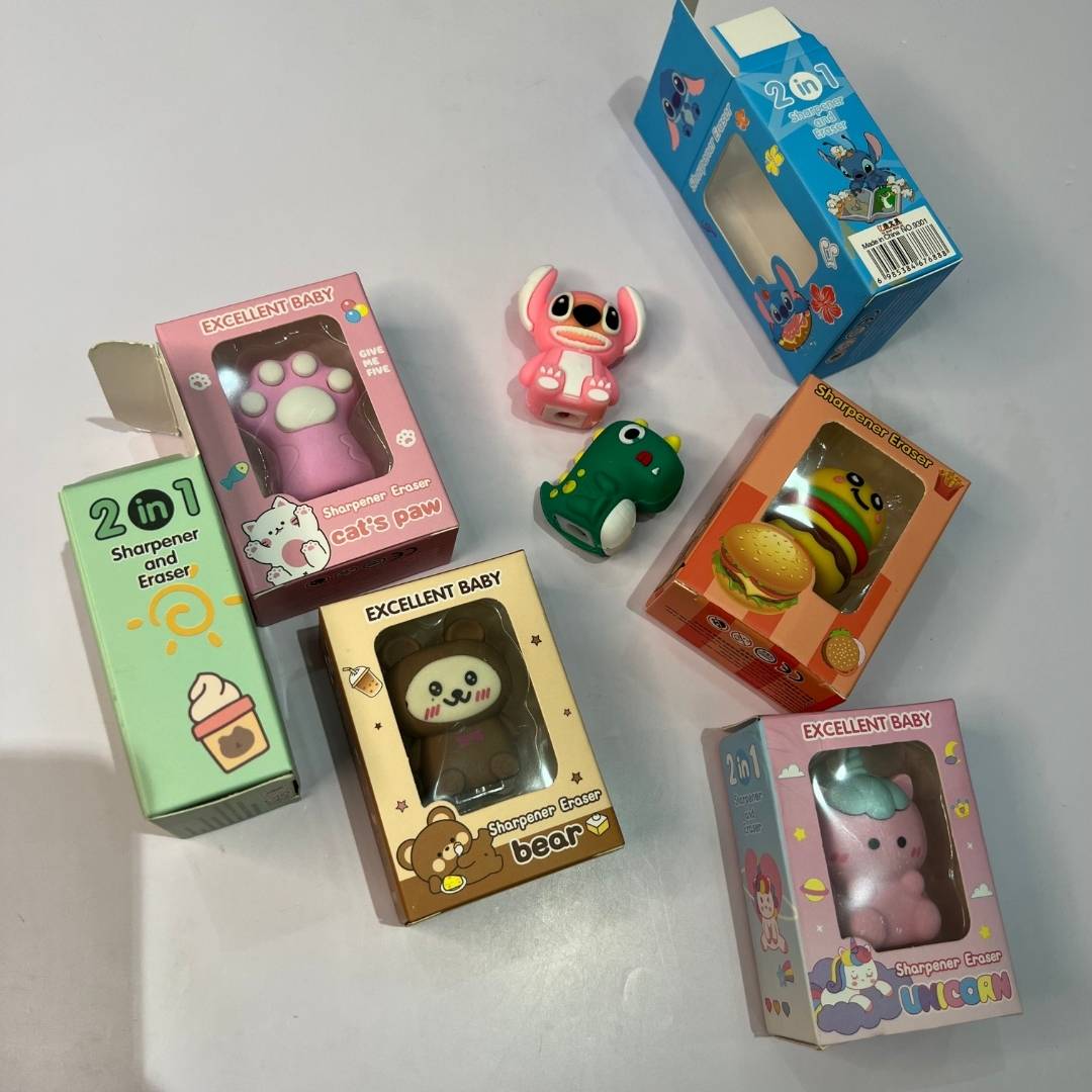 Eraser & Sharpener 2-in-1 - Various Designs
