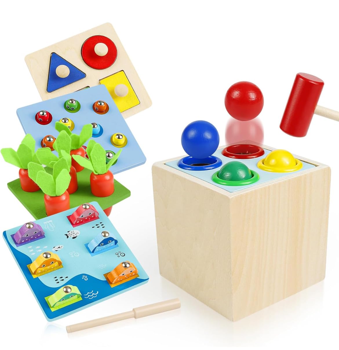 Wooden Montessori learning toy for fine motor skill development