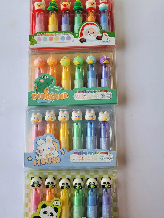 Highlighter set with stamps - 6 pieces