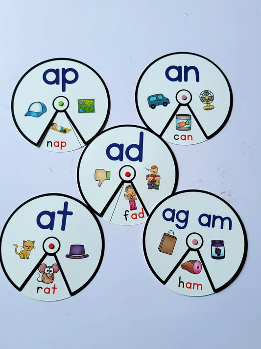CVC Word Family Phonics Wheels Learning Set for Kids