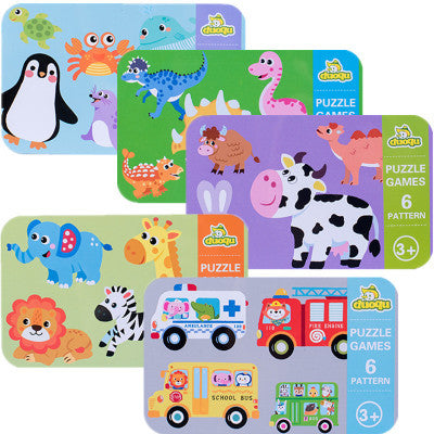 Animal Wooden Puzzle Set in Tin Box – 6 Themes