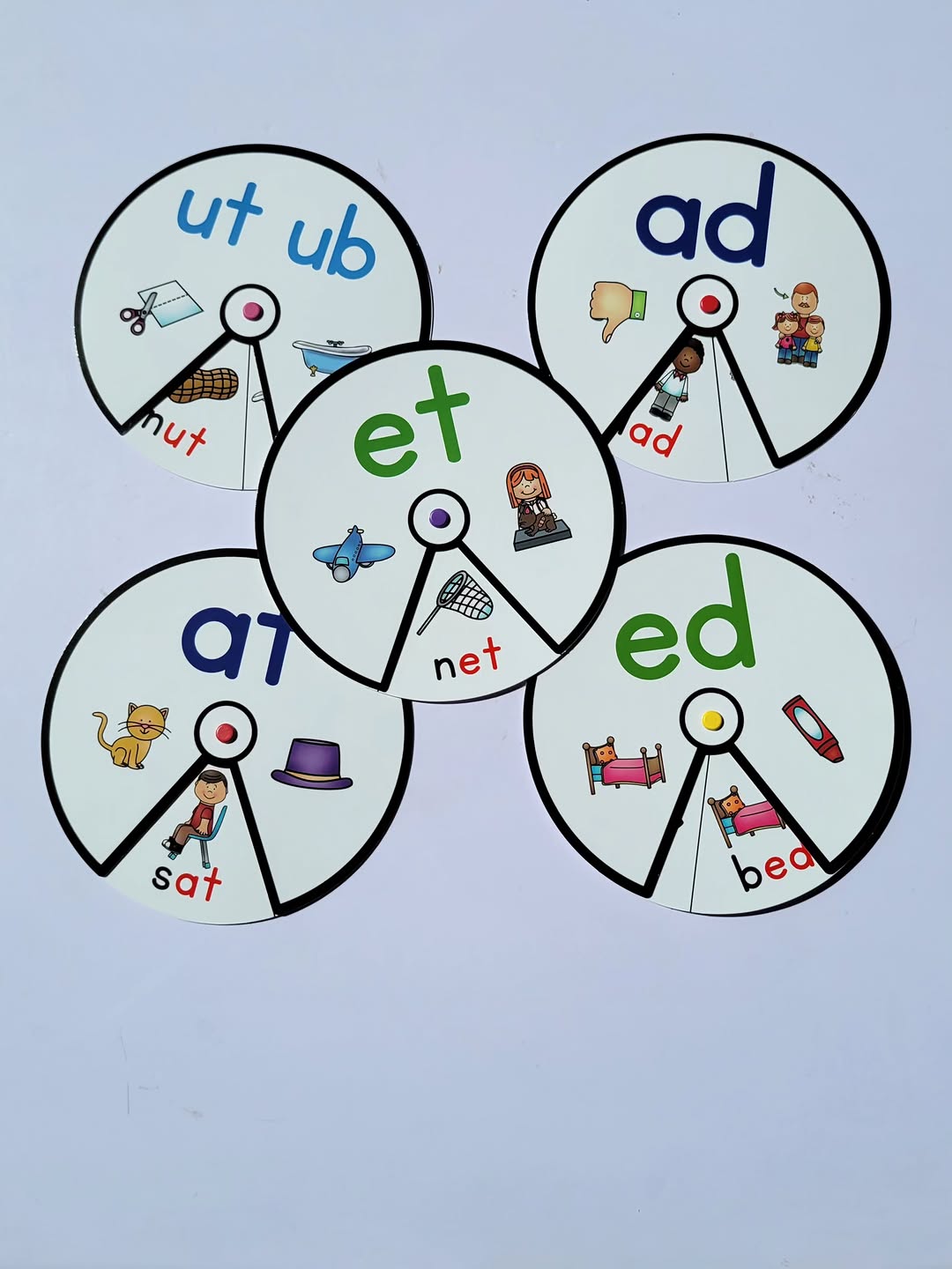 CVC Word Family Phonics Wheels Learning Set for Kids