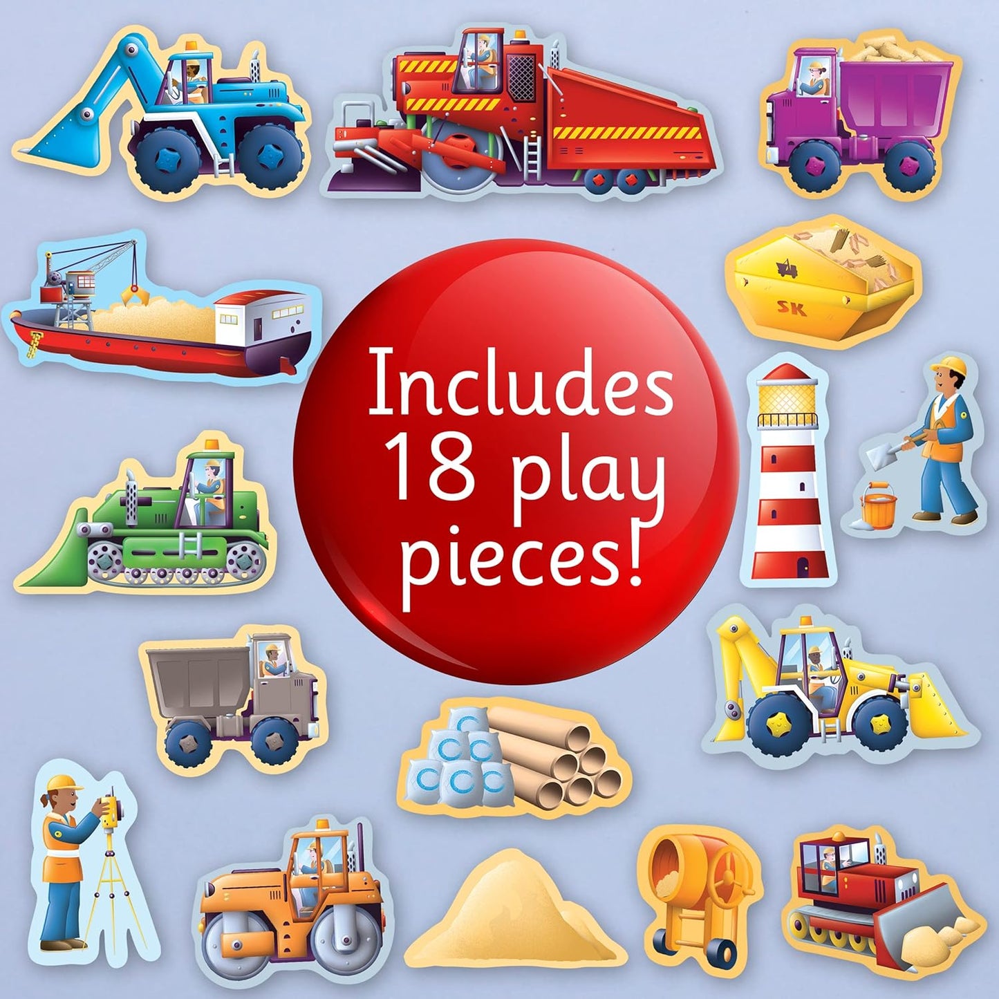 Let's Play Diggers Magnetic Story & Play Book | Construction Vehicles Activity Book for Kids