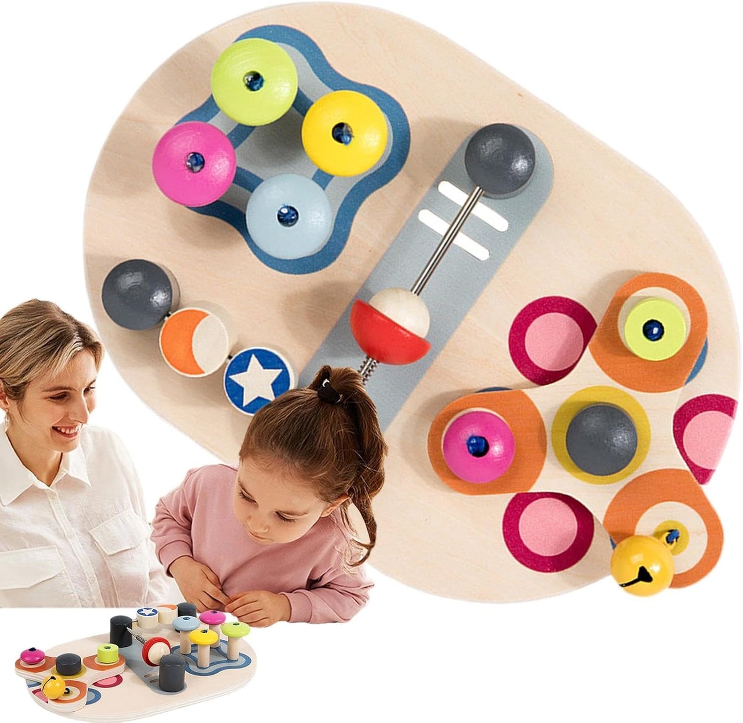 Wooden Sensory Activity Board | Montessori Fine Motor & Hand-Eye Coordination Toy