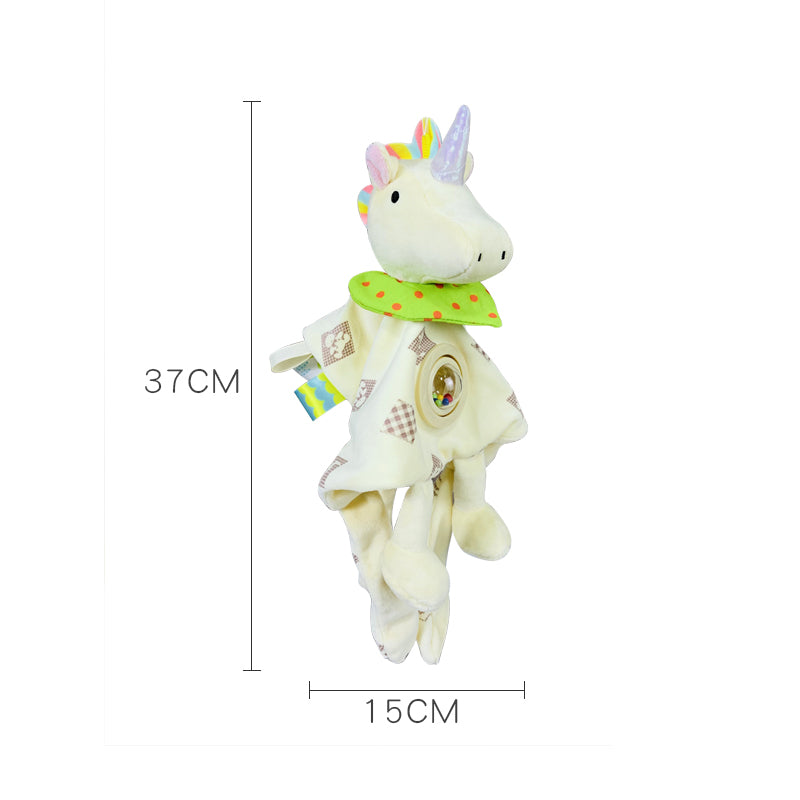 Plush Baby Security Blanket with Rattle & Teether