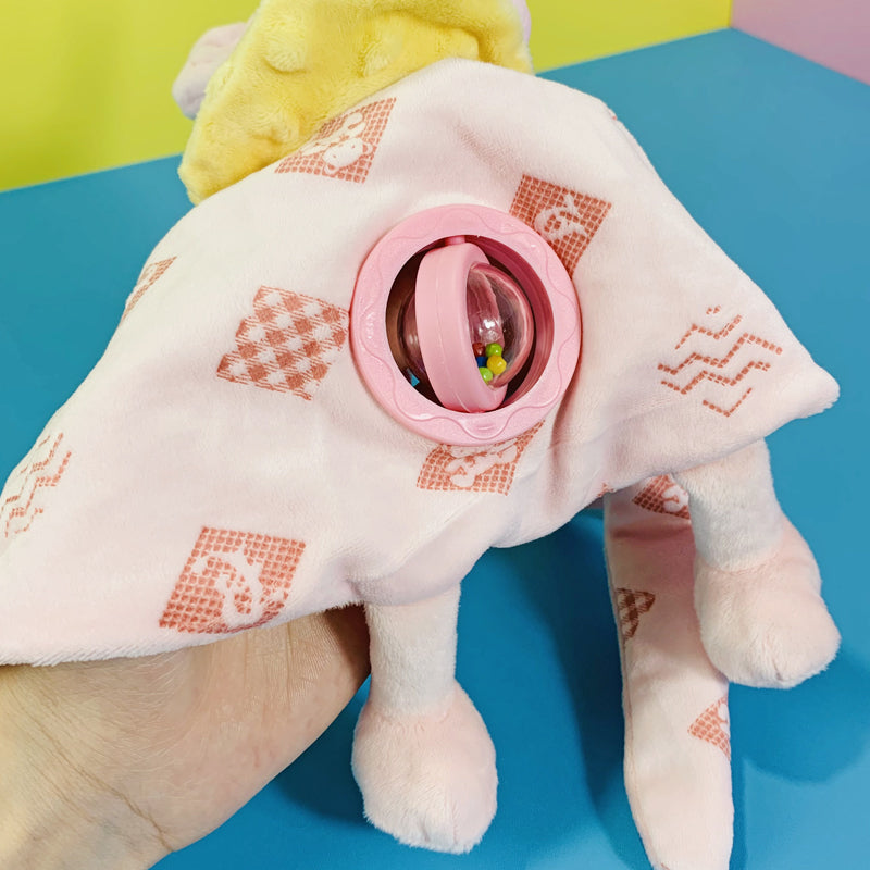 Plush Baby Security Blanket with Rattle & Teether