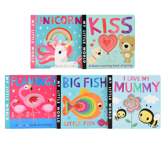 My Little World 5 Board Books (Big Fish,Flamingo,Love Mummy,Kiss,Unicorn) By Little Tiger