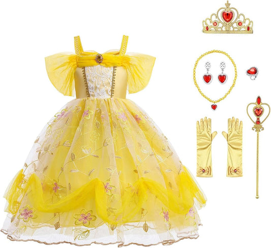 Belle Princess Costume with Accessories | Fairytale Princess Dress