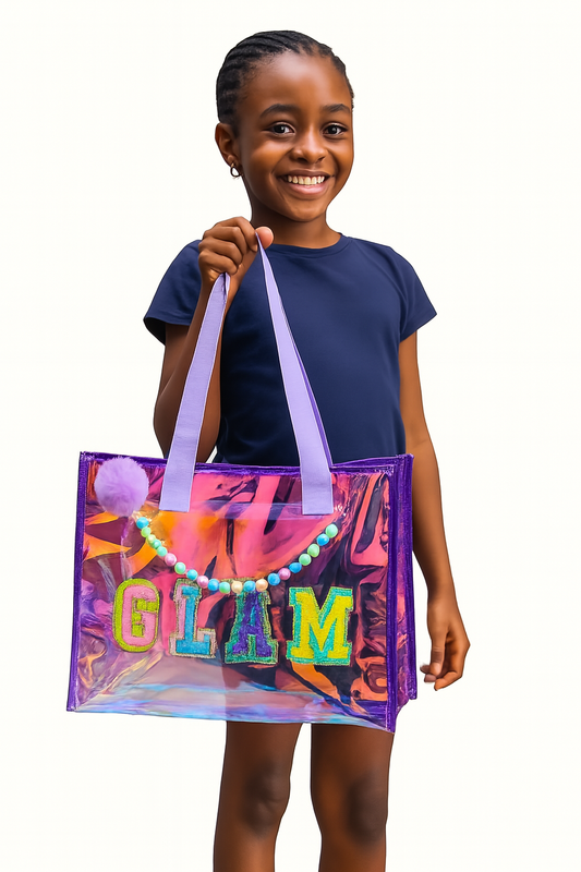Girl Tote Bag – Holographic Beaded Shoulder Bag