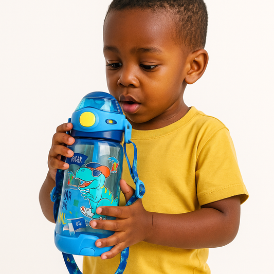 Kids’ Water Bottle With Straw – 650Ml Shoulder Strap Cup