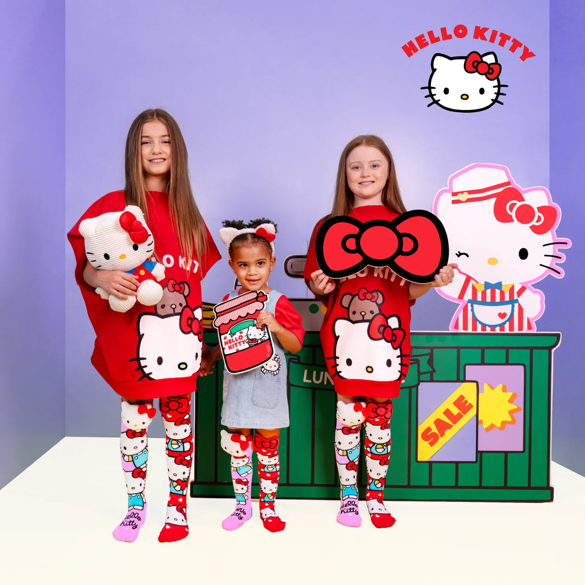Hello Kitty Knee-High Socks with Plush Bow & Character Detail