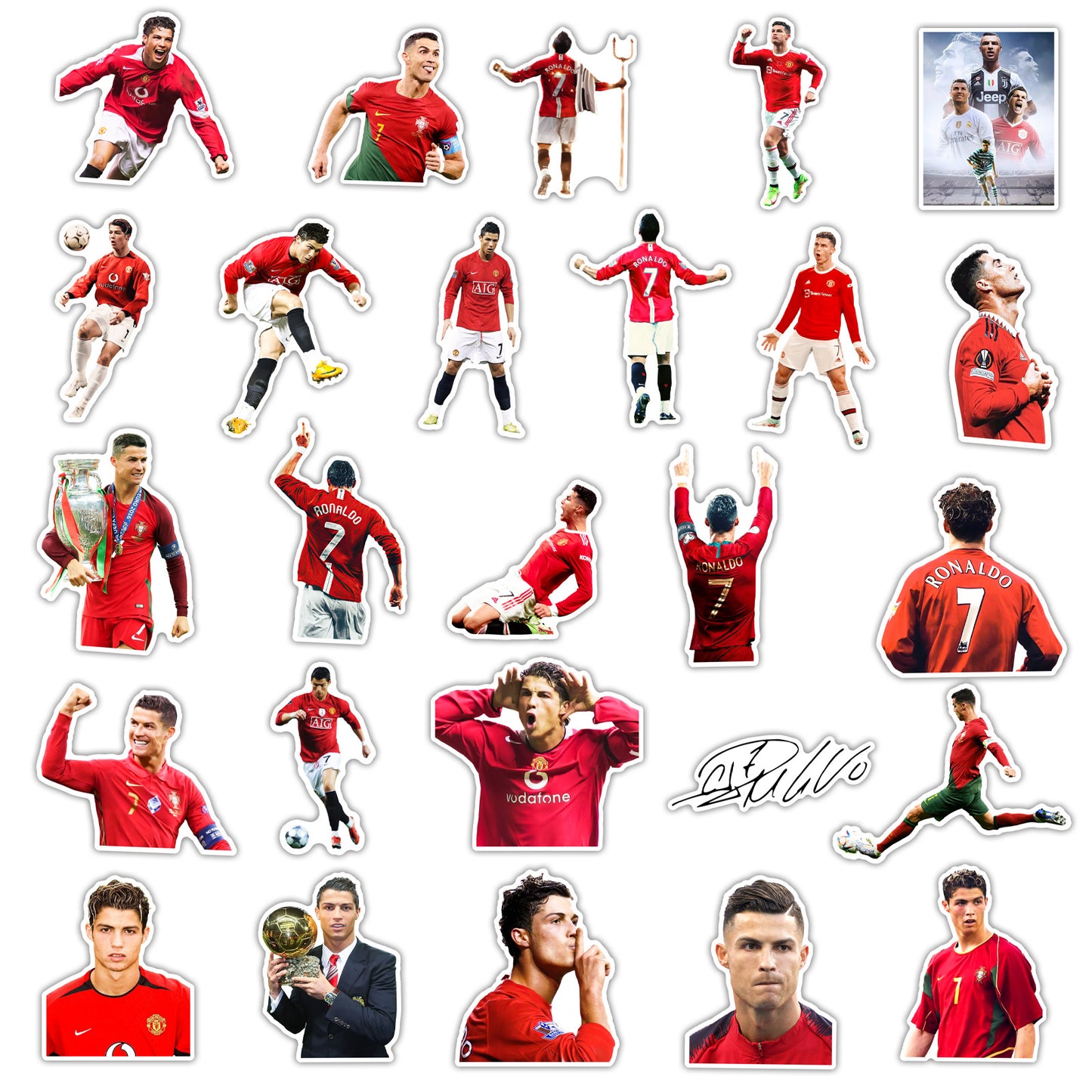 50Pcs Cristiano Ronaldo Waterproof Sticker Pack