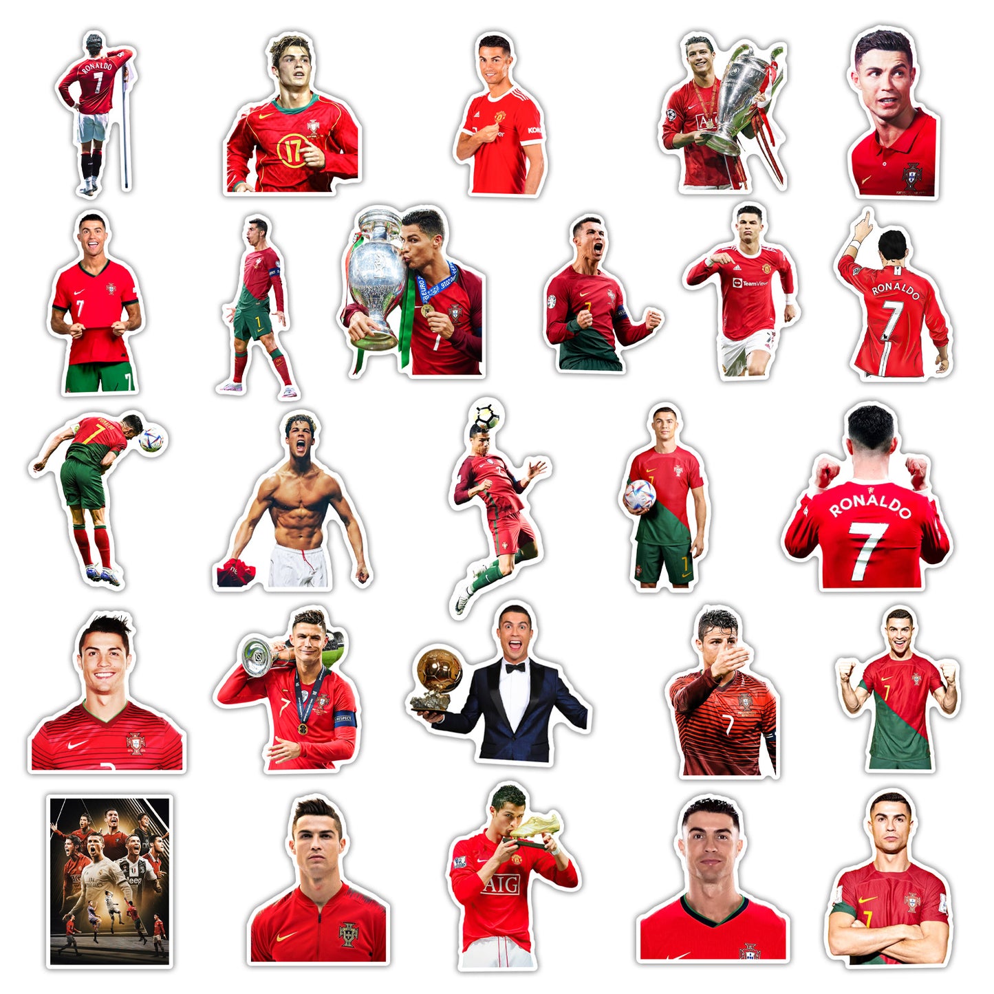 50Pcs Cristiano Ronaldo Waterproof Sticker Pack