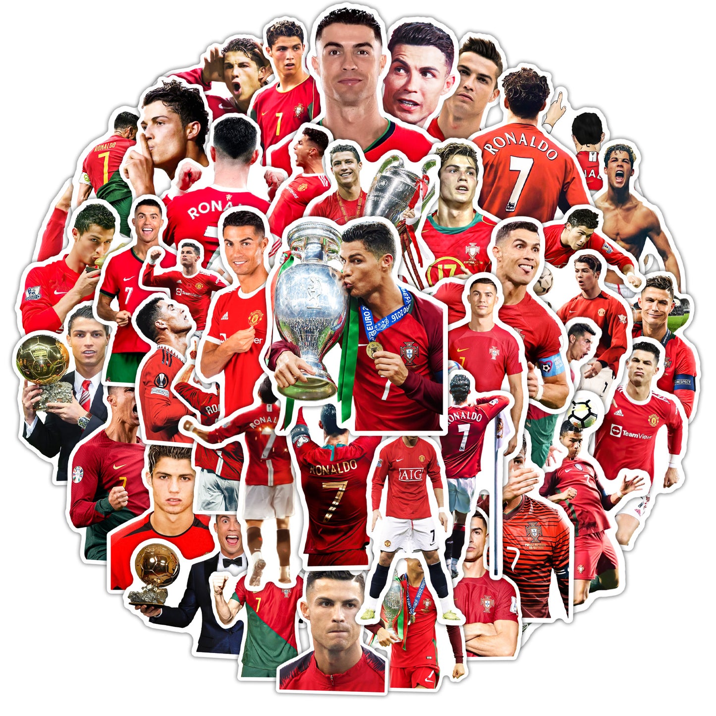 50Pcs Cristiano Ronaldo Waterproof Sticker Pack