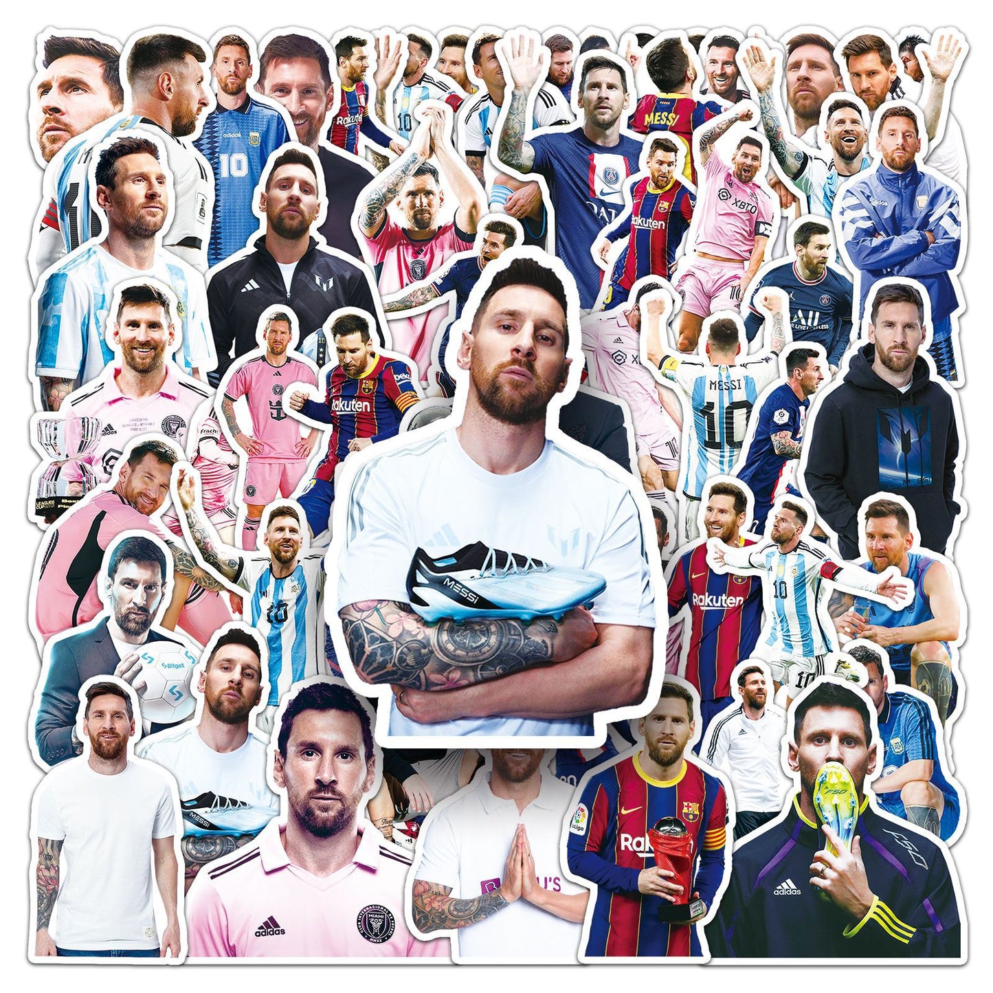 50pcs Football Star Messi Waterproof Stickers Pack