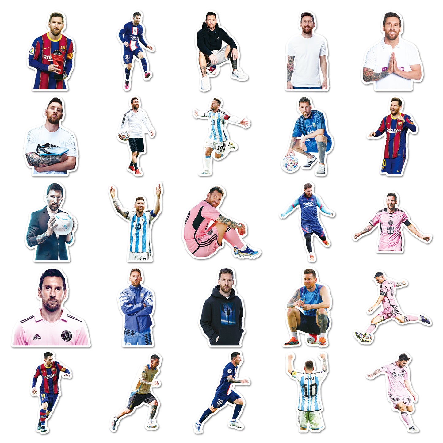 50pcs Football Star Messi Waterproof Stickers Pack
