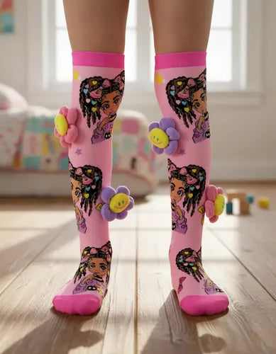 Smiley Face 3D Knee-High Socks for Kids