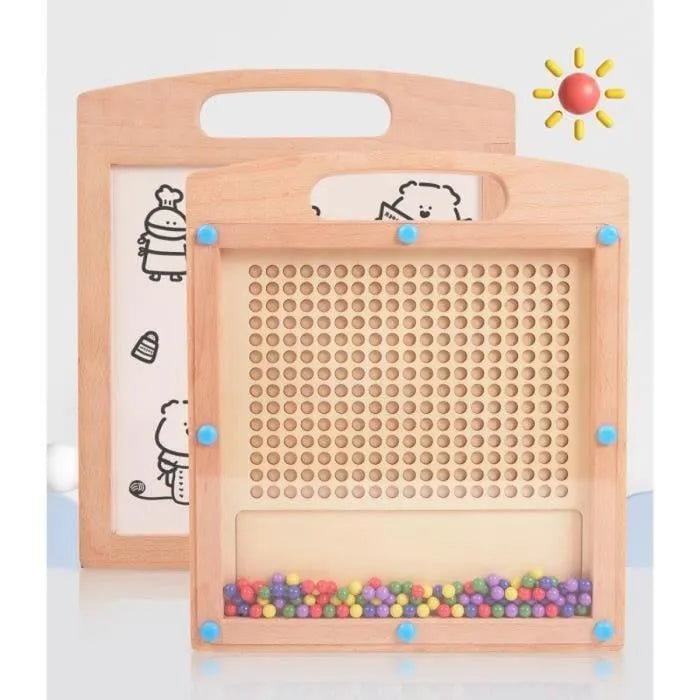 Double-Sided Magnetic Bead Drawing Board | Montessori Fine Motor & Pre-Writing Activity Board