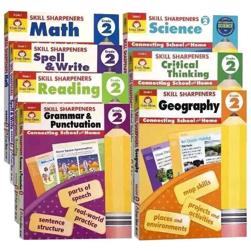 Evan-Moor Skill Sharpeners Grade 2 seven-workbook set