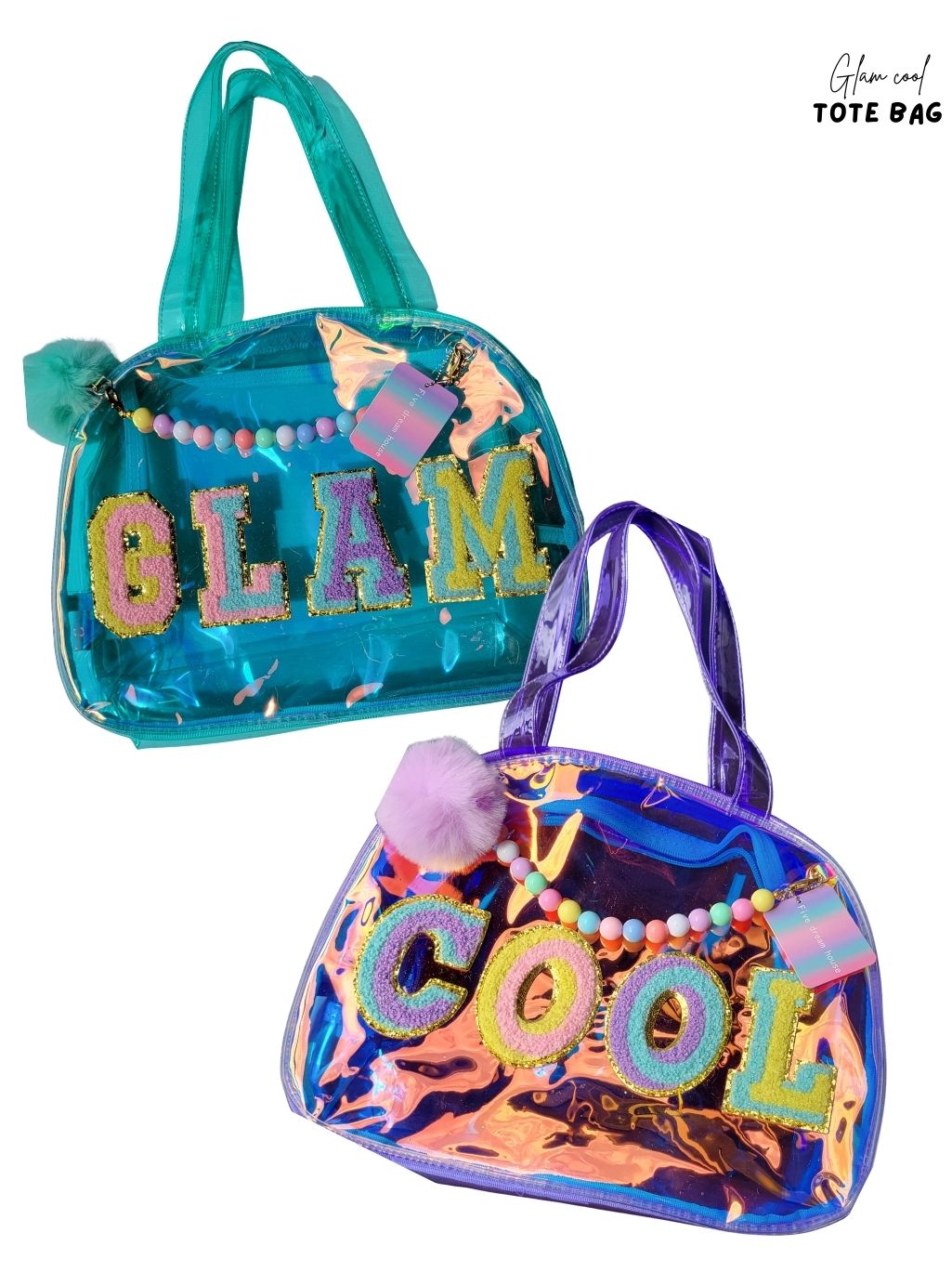 GLAM & COOL Tote Bag – Kids Holographic Bead Tote
