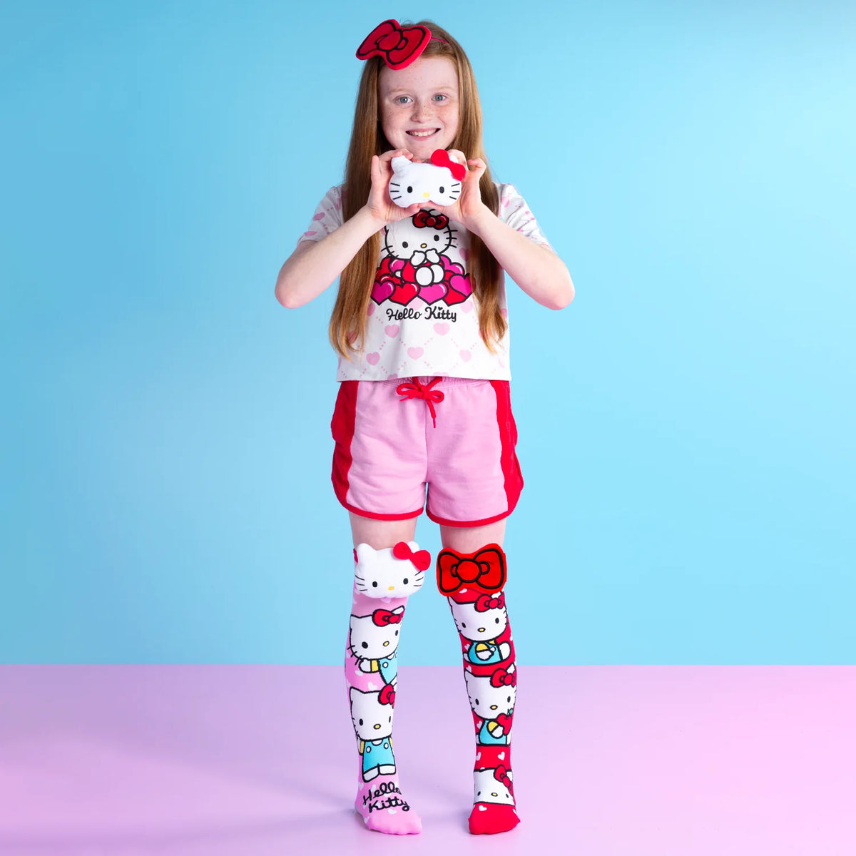 Hello Kitty Knee-High Socks with Plush Bow & Character Detail