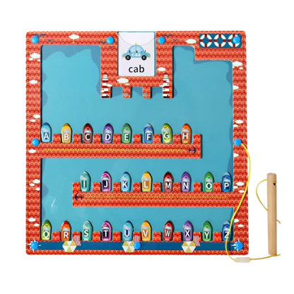 Magnetic Alphabet Parking Lot Maze Board | Phonics, Letter Matching & Word Building Toy