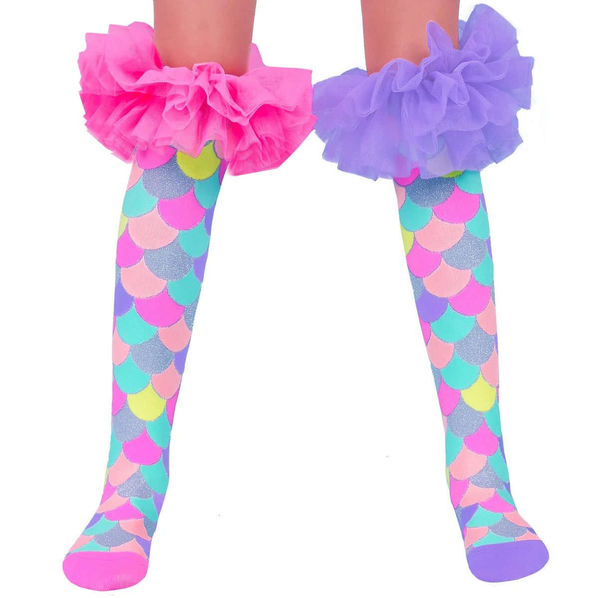 Mermaid Frill Knee-High Socks with Glitter for Kids