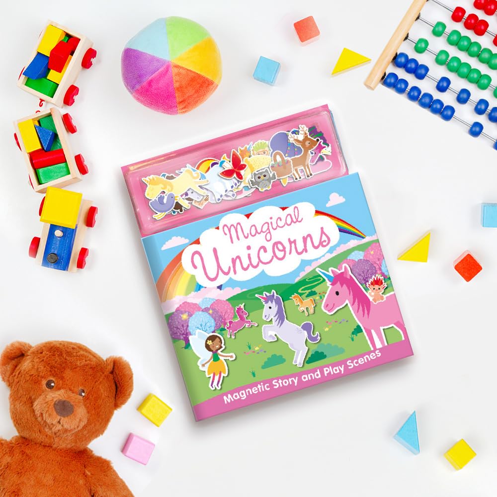 Magical Unicorns Magnetic Story & Play Scenes Book | Reusable Magnetic Activity Book for Kids