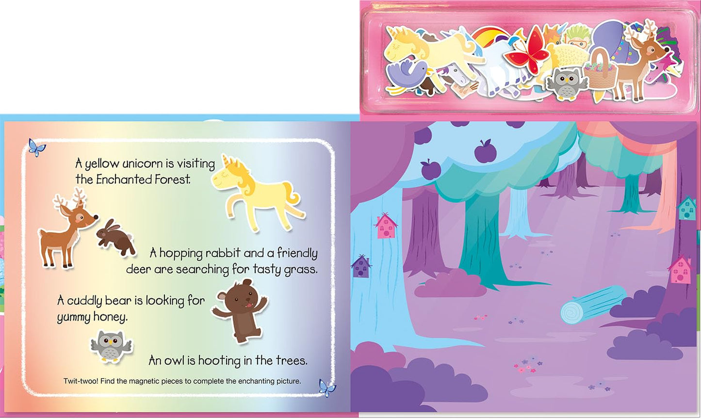 Magical Unicorns Magnetic Story & Play Scenes Book | Reusable Magnetic Activity Book for Kids
