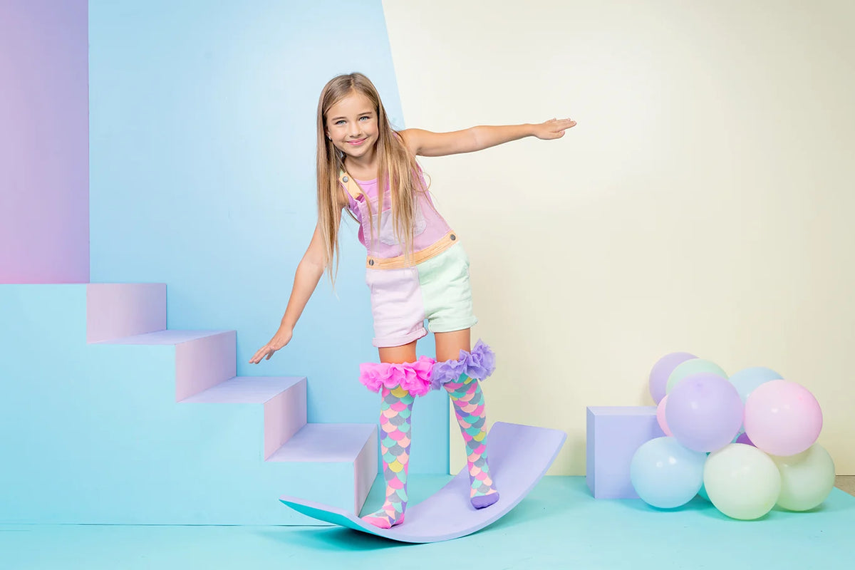 Mermaid Frill Knee-High Socks with Glitter for Kids