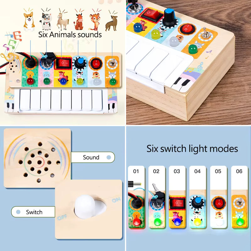 Montessori musical activity board for fine motor development
