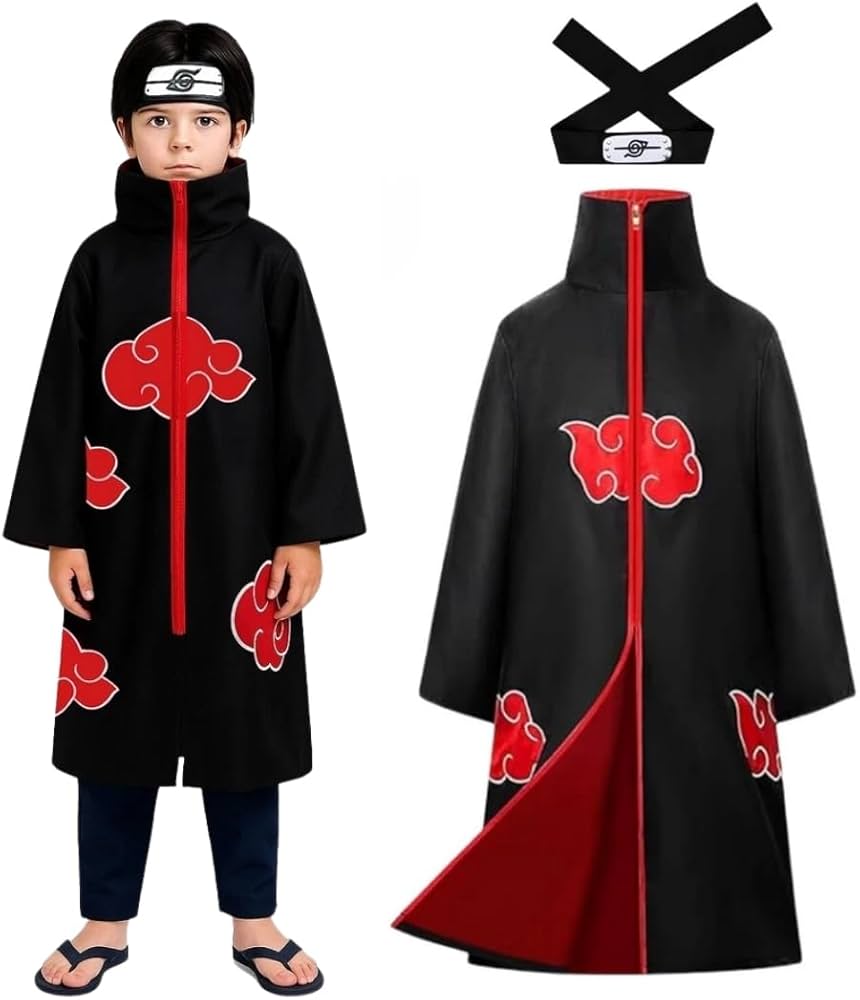 Naruto Akatsuki Cloak Costume for Children | Anime Cosplay Dress-Up Set