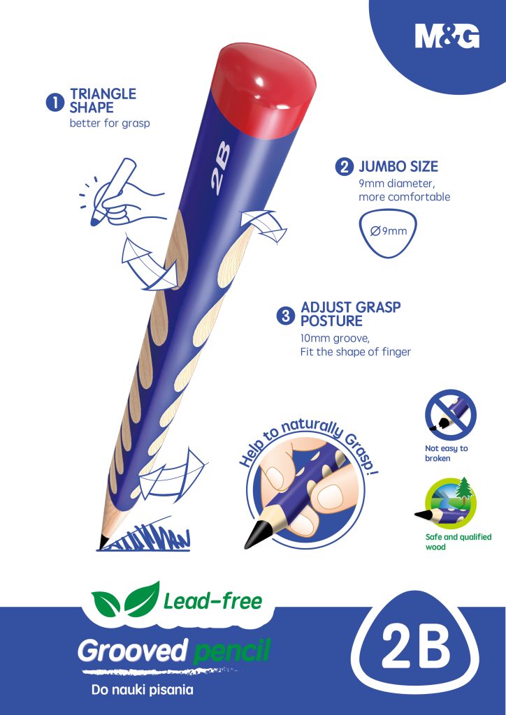 2B Pencil M&G AWPQ0915 Jumbo Grooved Pencil (TRIANGLE SHAPE)