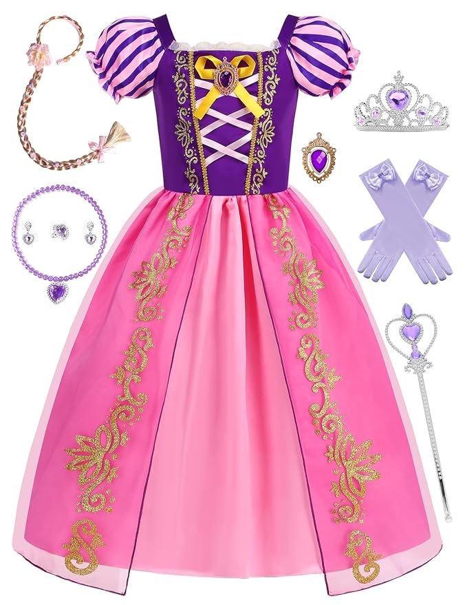 Rapunzel Princess Costume with Accessories | Fairytale Princess Dress