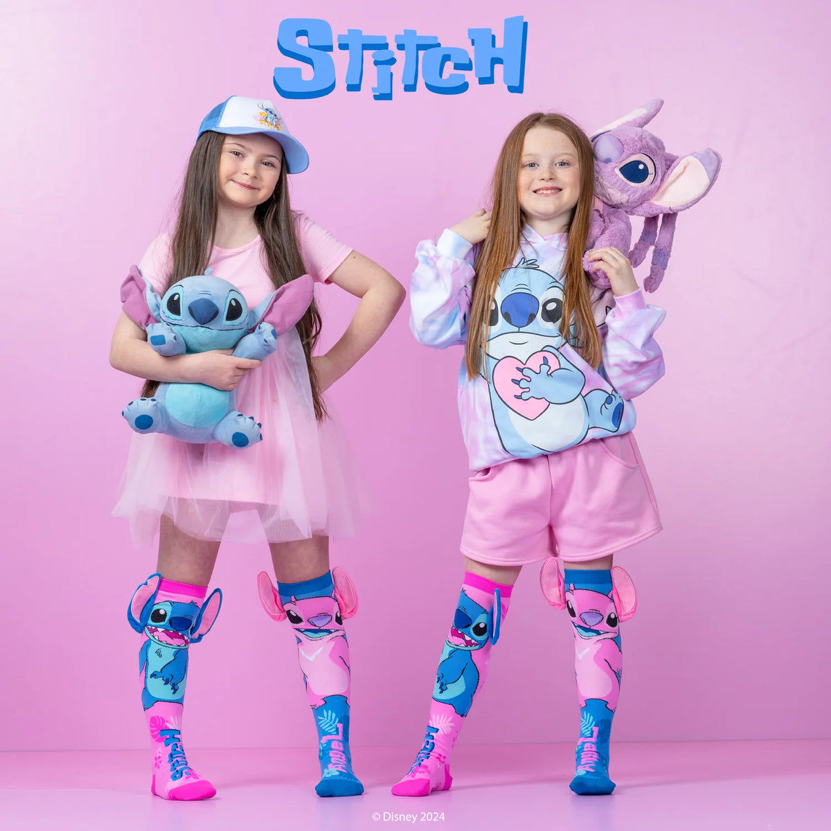 Stitch & Angel Knee-High Socks with 3D Plush Ears