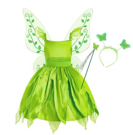 Tinker Bell Fairy Princess Costume Set with Wings & Wand