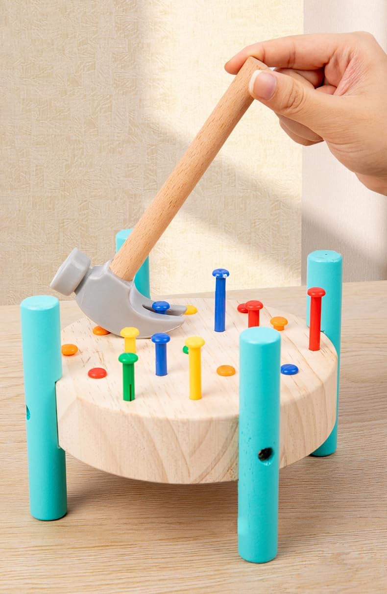 Wooden Hammer Bench Toy | Montessori Pounding & Fine Motor Skills Activity