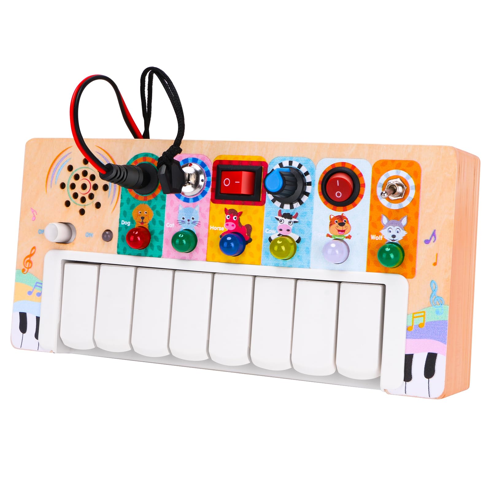 Montessori musical busy board piano wooden sensory learning toy