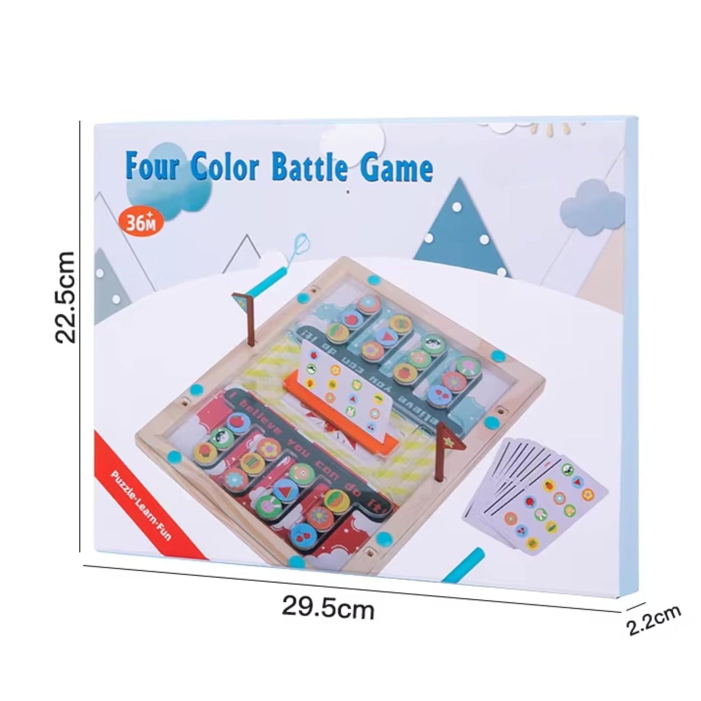 Wooden Four Color Magnetic Battle Game | Montessori Speed Matching & Memory Challenge Board