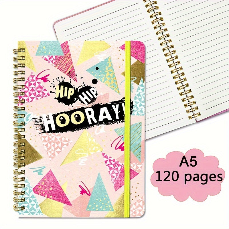 A5 Spiral Notebook for Kids – 120 Pages Stylish Journal with Elastic Band (School & Gift Use)