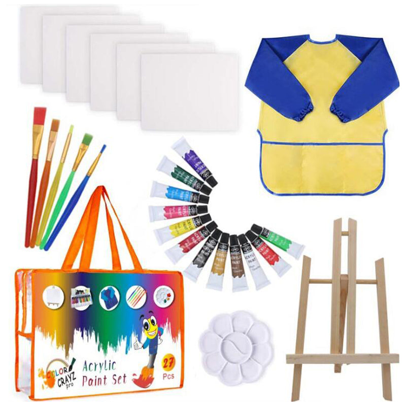 27-Piece Acrylic Painting Set for Kids – DIY Art Kit with Tote Bag & Easel