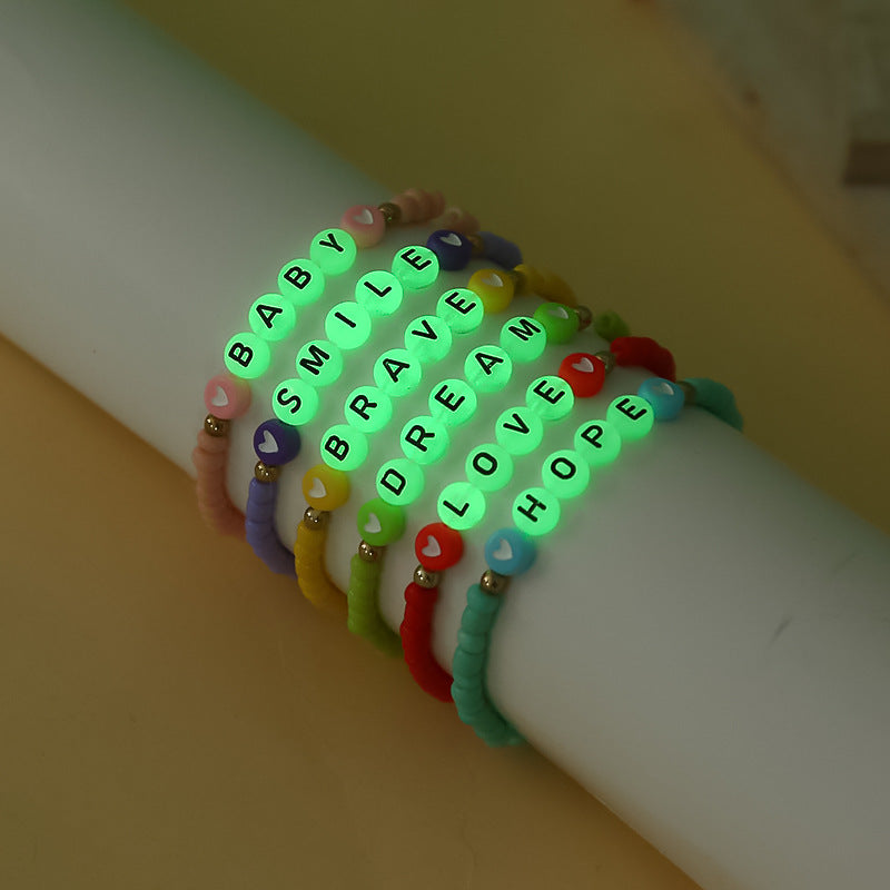 Glow Affirmation Beaded Bracelet for Kids – Motivational Word Bracelet (Multiple Colours)