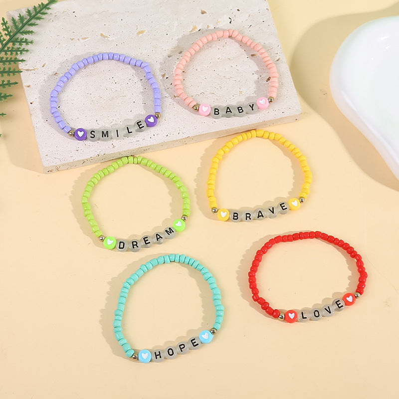 Glow Affirmation Beaded Bracelet for Kids – Motivational Word Bracelet (Multiple Colours)