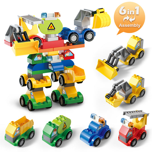6-in-1 Robot Building Blocks Set for Kids, 57 pieces | Educational Vehicle Construction Toy